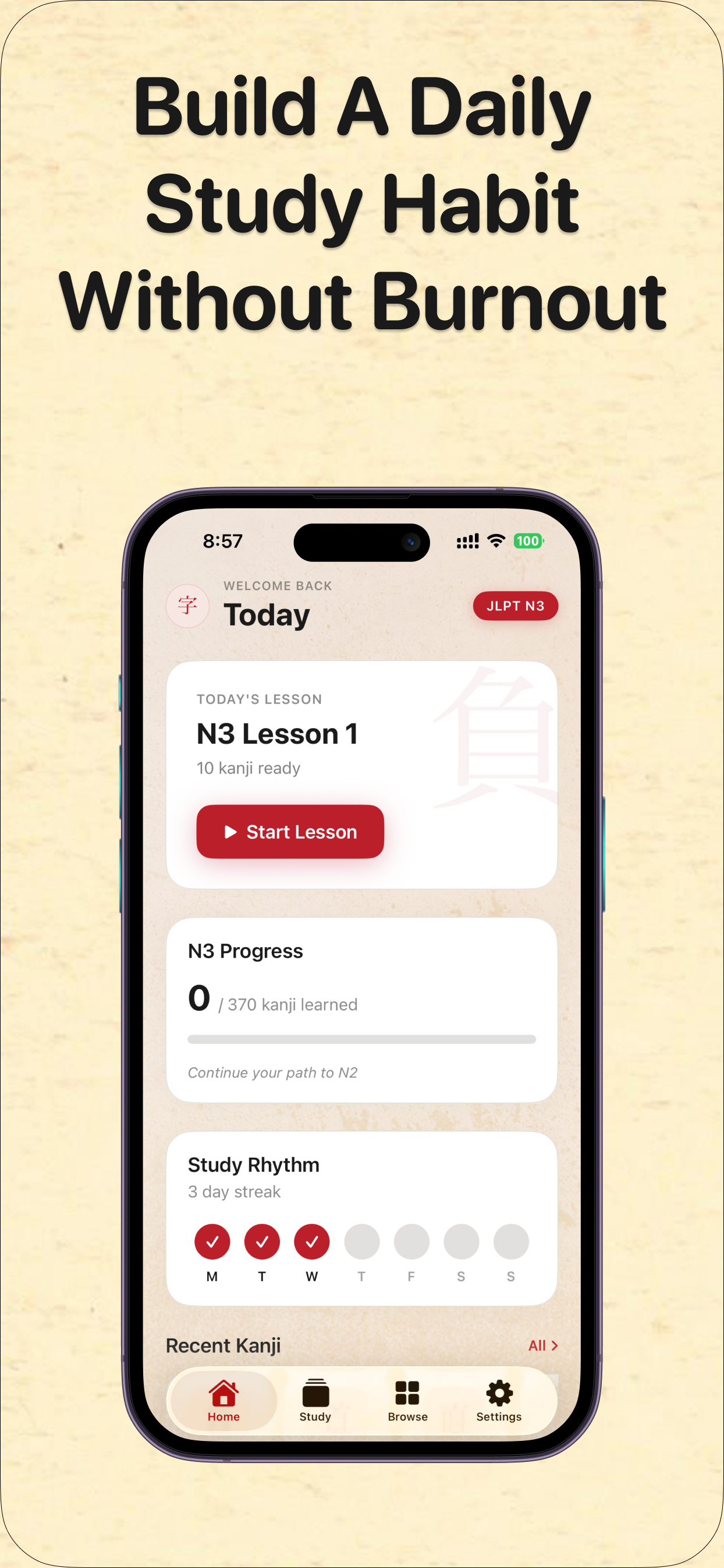 Build A Daily Study Habit Without Burnout — home screen